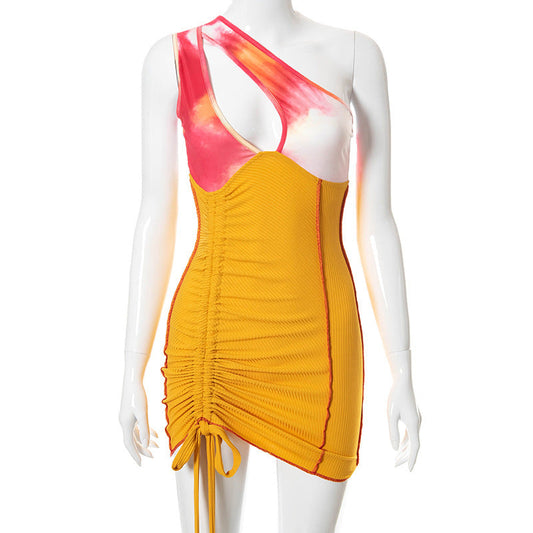 Zulema® | Women'S Asymmetrical Mini Dress With Colorful Gradient And Ruffles