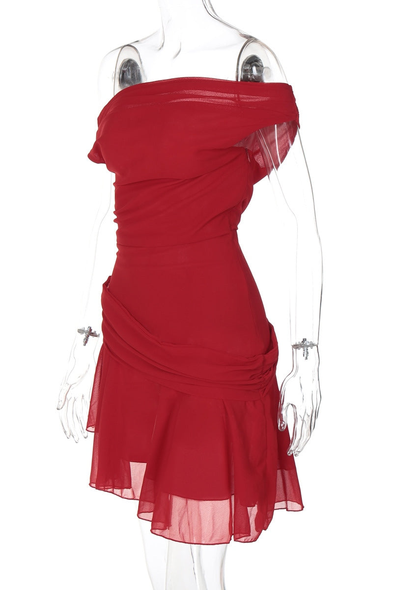 Matilde® | One-Shoulder Chiffon Mini Dress