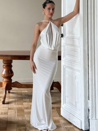 Backless Temperament Hollow Halter Dress