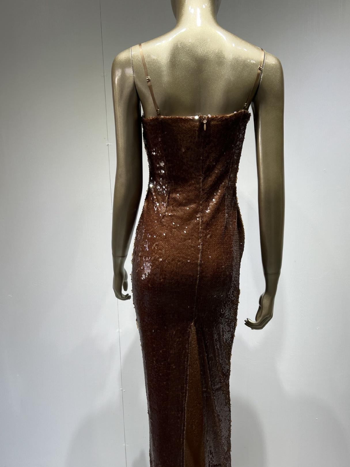 Sleeveless Backless Flower Sequins  Bodycon Maxi Long Dress