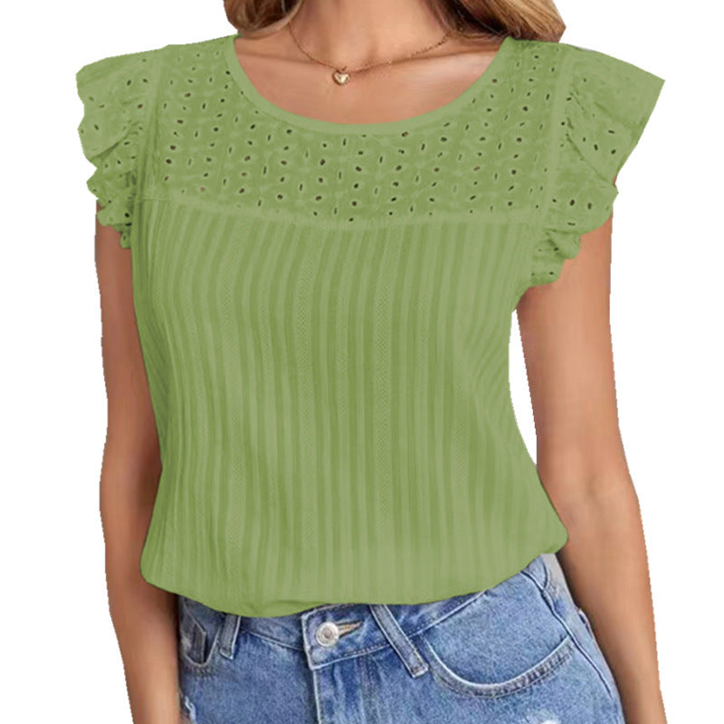 Nadia® | Women'S Blouse Top With Ruffle Details And Textured Surface