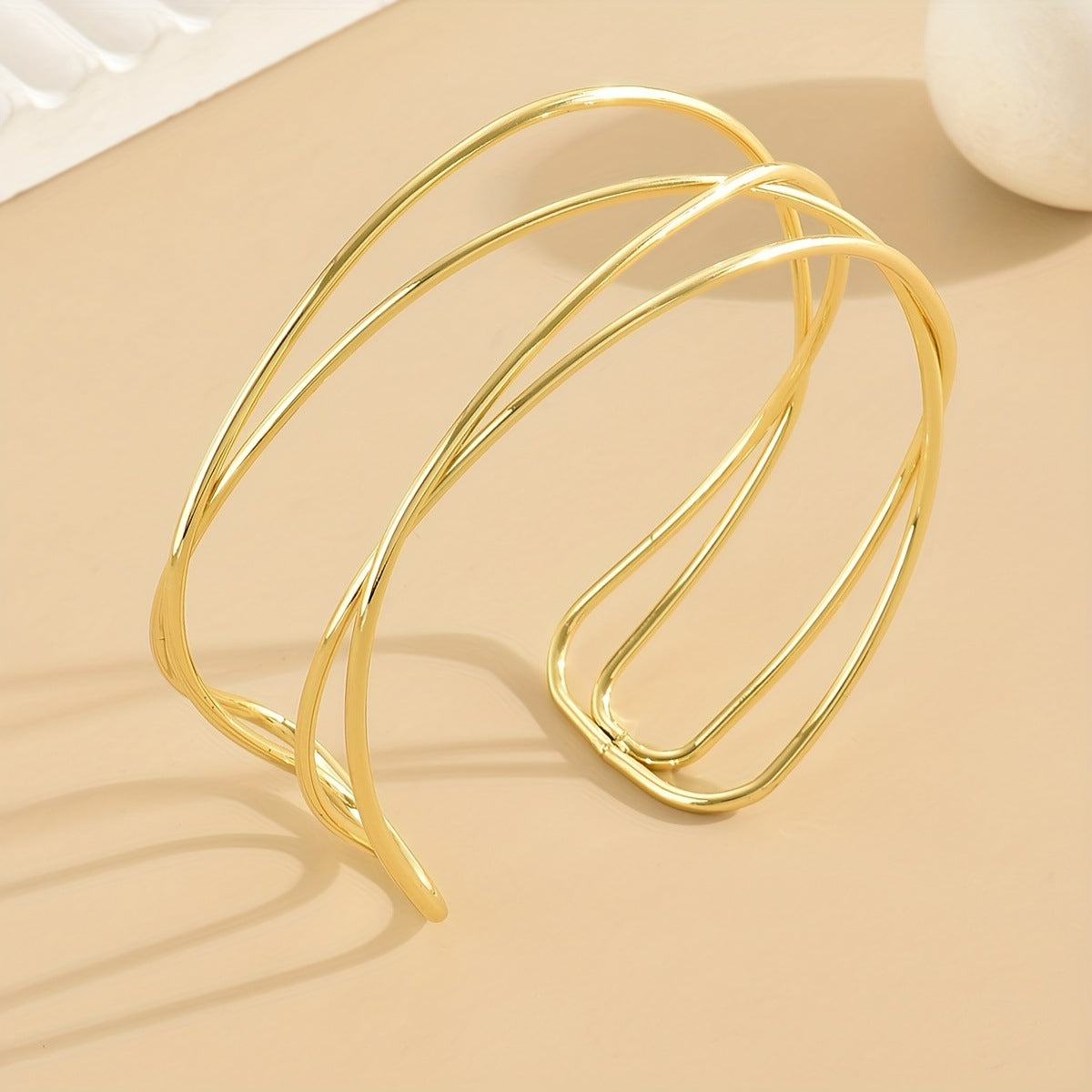 Geometric Hollow Minimalist Open Bracelet