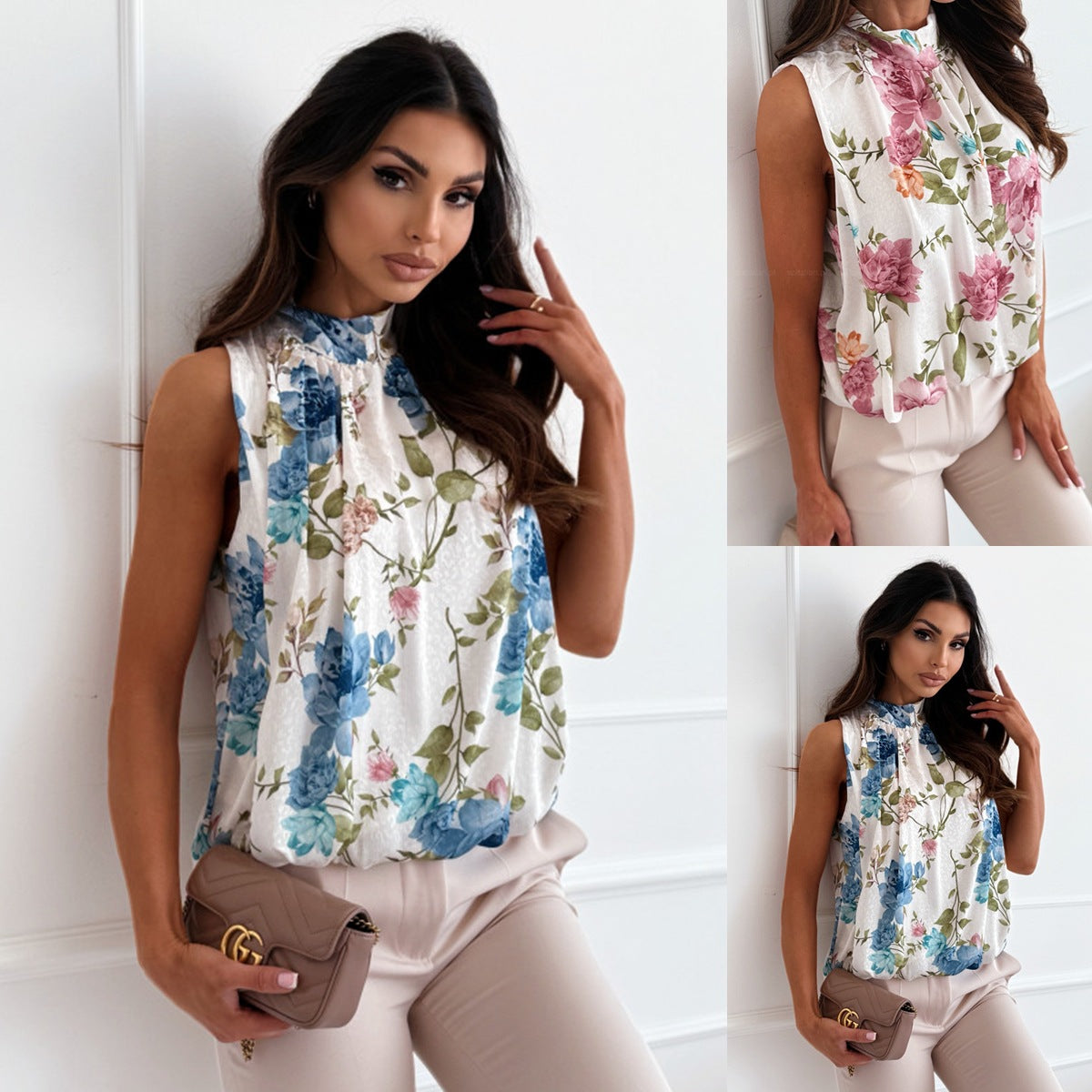 Sandra® | Women'S Floral High-Neck Blouse