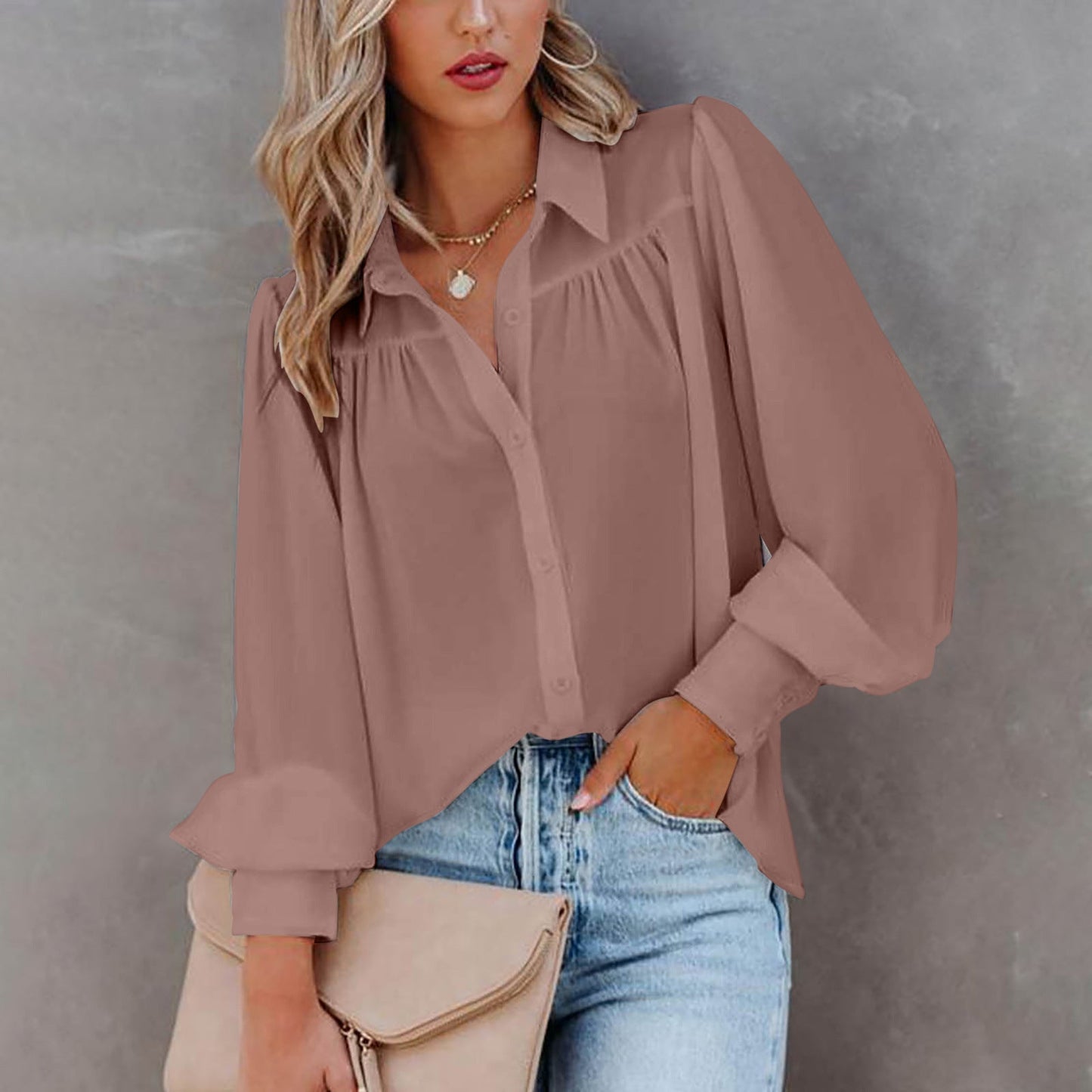 Iliana® | Women'S Blouse With Modern Puff Sleeves And Fine Button Details