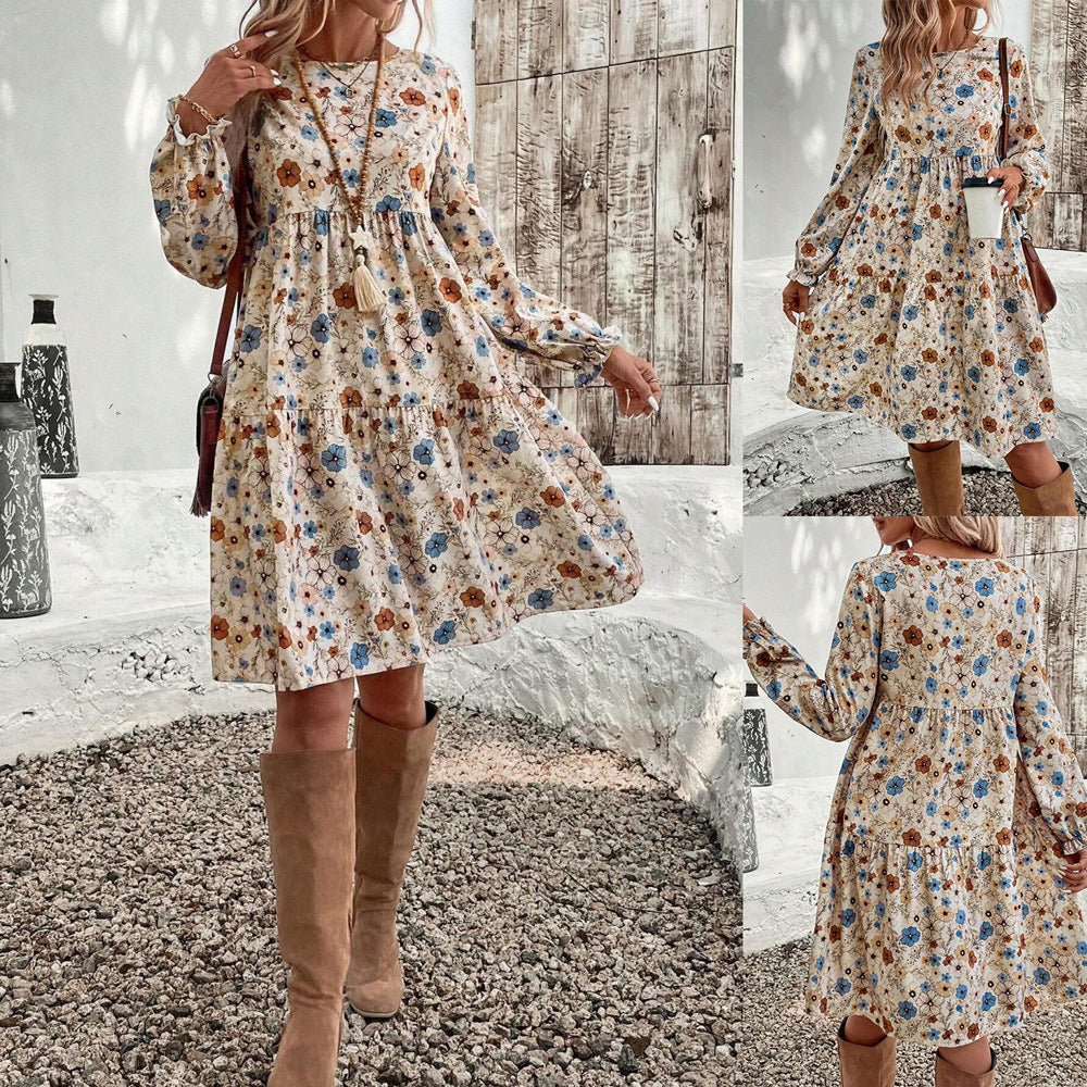 Pilar® | Women'S Floral Dress With Romantic Cut And Long Sleeves