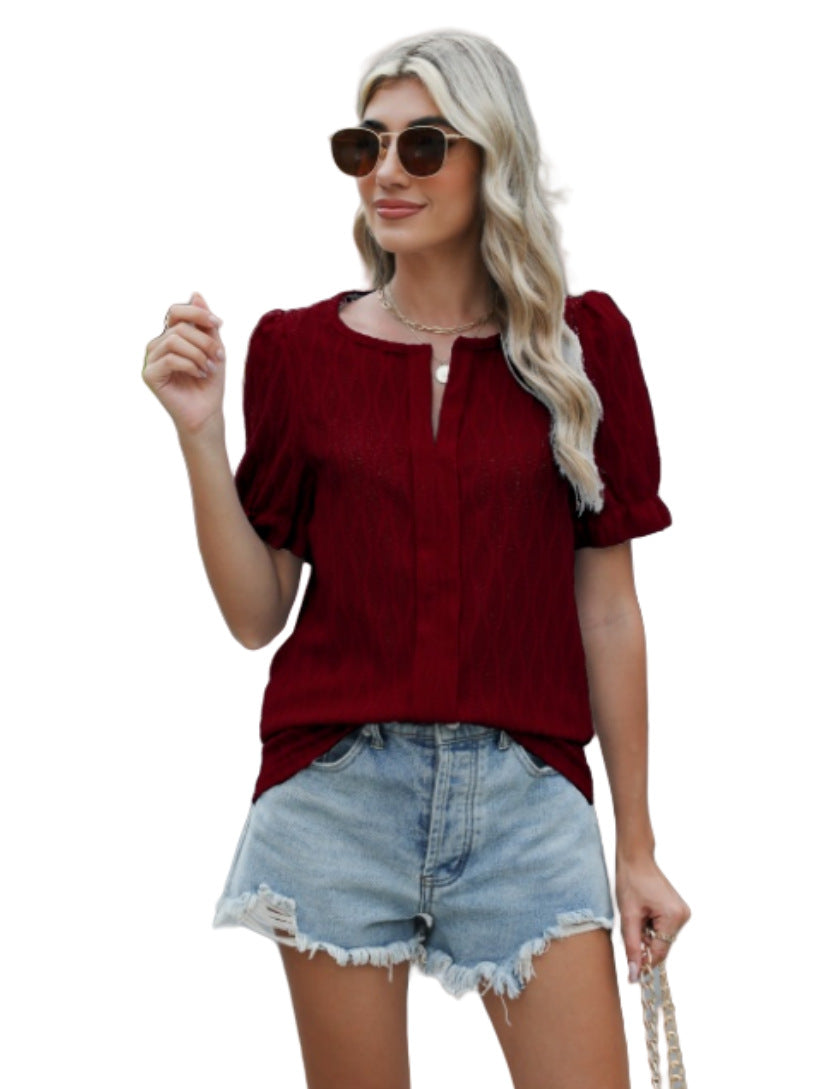 Yazmin® | Haut jacquard à Manches Ballon for women – Coupe ample, elegant and comfortable