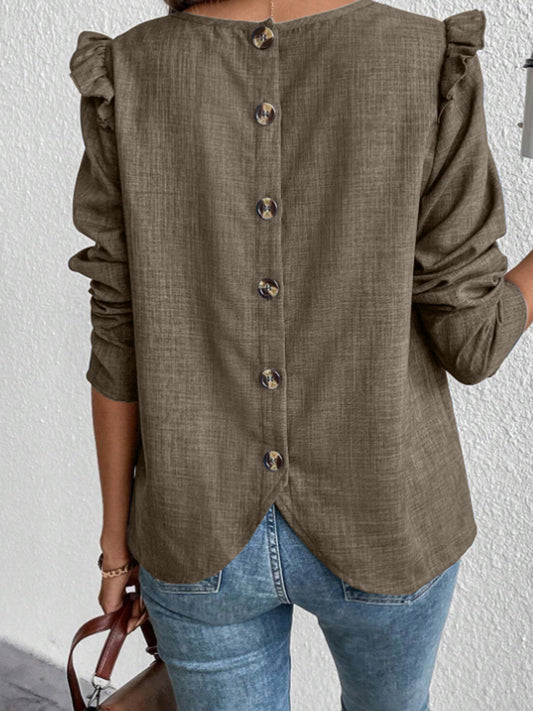 Maritza® | Women'S Blouse Shirt With Decorative Ruffle Details And Button Placket
