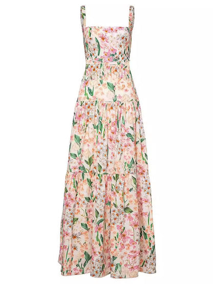 Sweet And Spicy Style Sling A-Line Floral Cake Dress