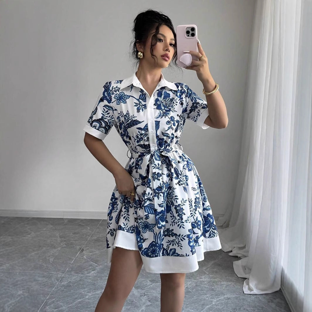 Guadalupe® | Women'S Floral Print Shirt Dress With Belt