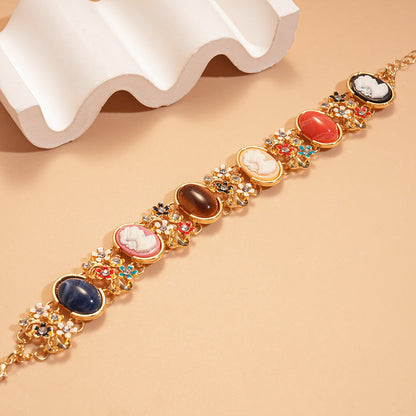 Rhinestone Resin Flower Colorful Bracelet