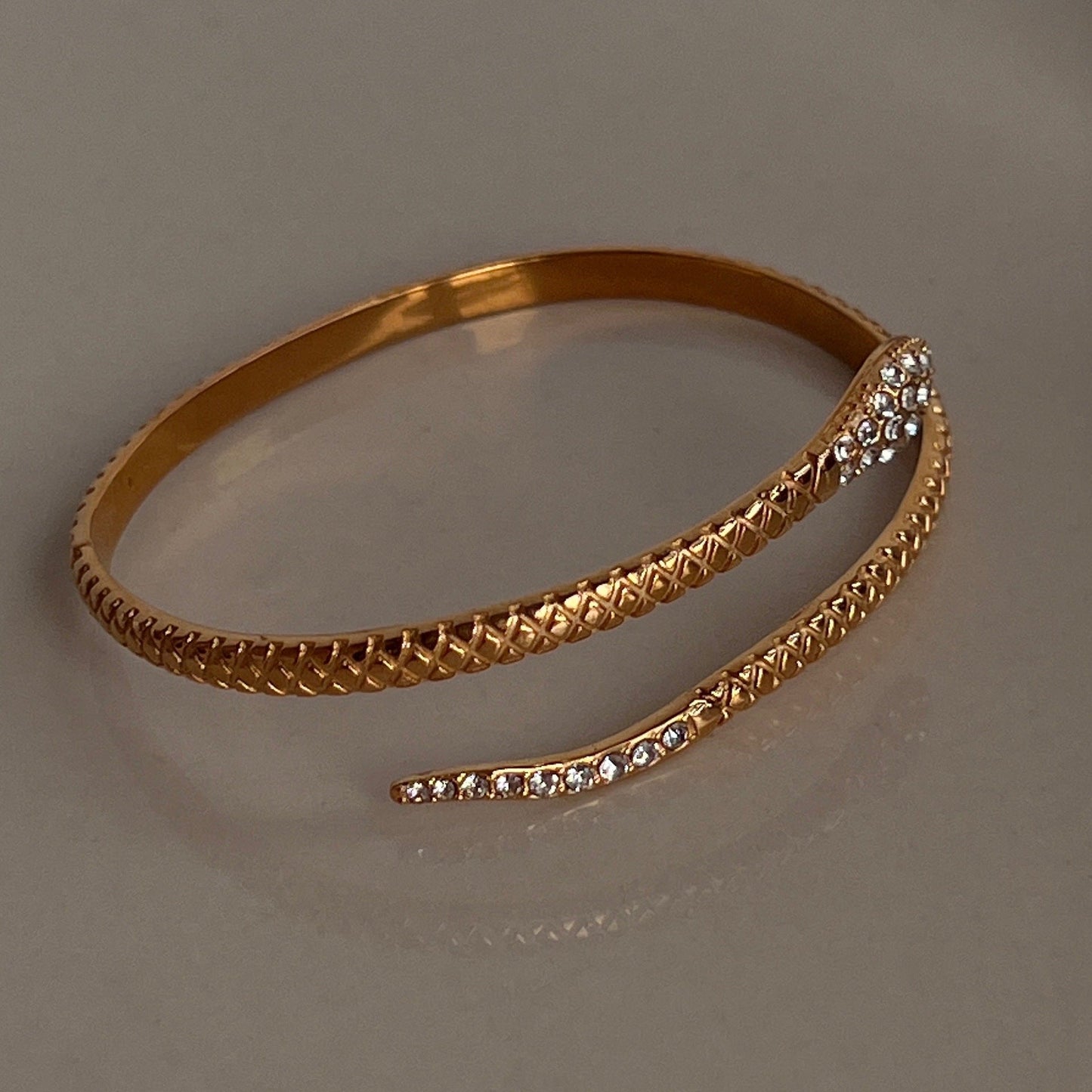 18K Plated Titanium Steel Zircon Snake Open Bracelet