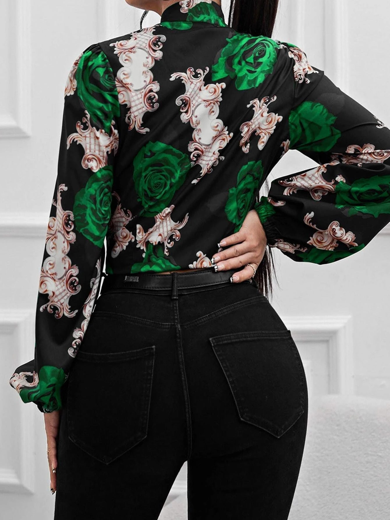 Laura® | Women'S Blouse With Bow Collar And Floral Design
