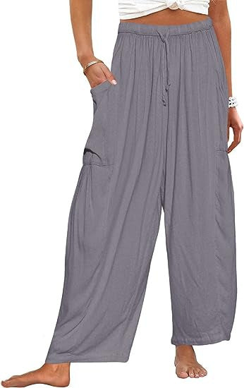 Silvia® | Women'S Comfortable Wide Trousers With Practical Side Pockets And Elastic Waistband