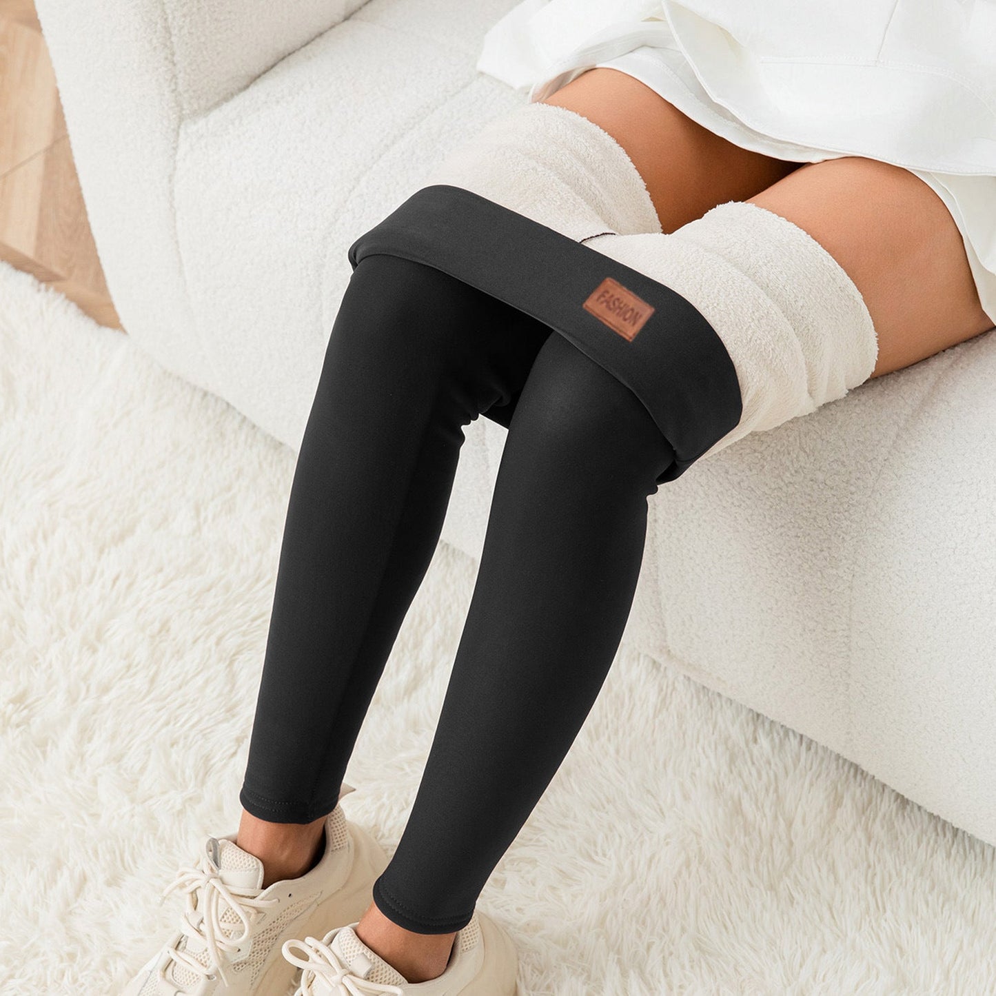 Plus Size Sherpa Fleece Letter Leggings