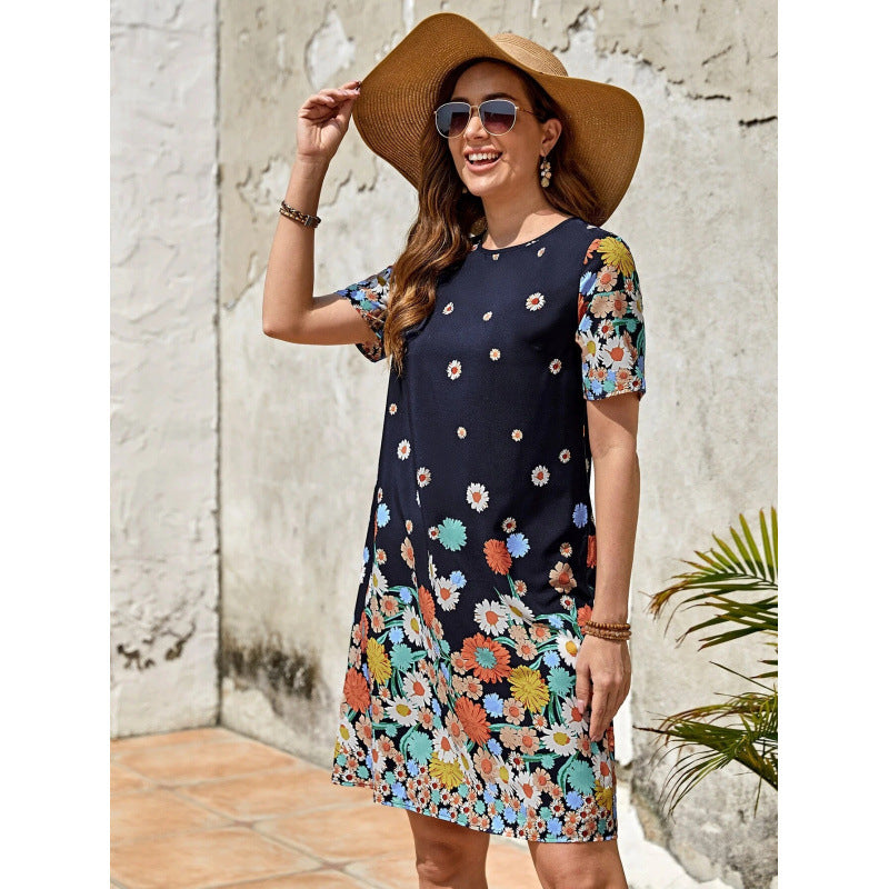 Natalia® | Women'S Flower-Shaped Summer Dress With Charming Short Sleeve Design