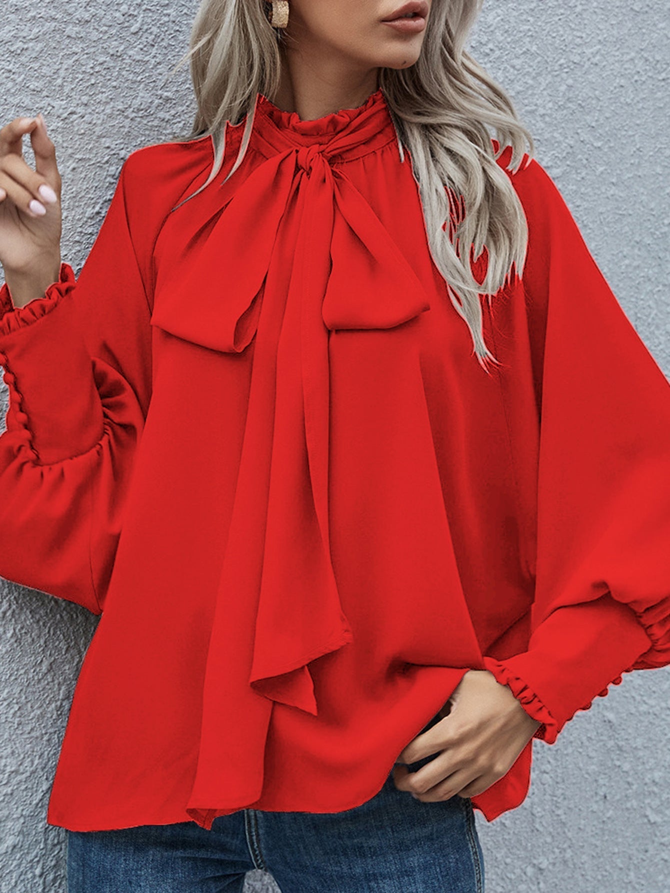 Lourdes® | Women'S Blouse With Playful Bow Collar And Longer Sleeves