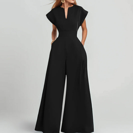Jenna® | Elegant Short-Sleeved, Wide-Leg Jumpsuit