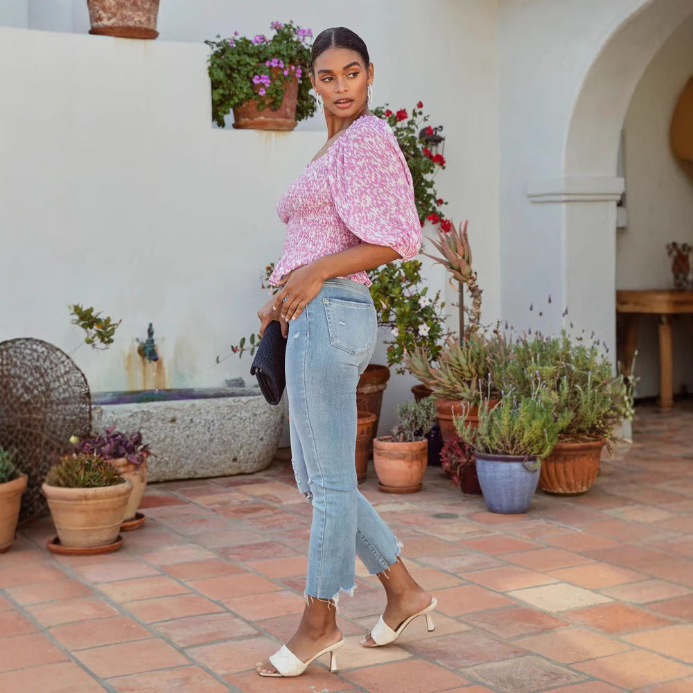 Ivette® | Women'S Blouse With Puff Sleeves And Feminine Ruffle Edge