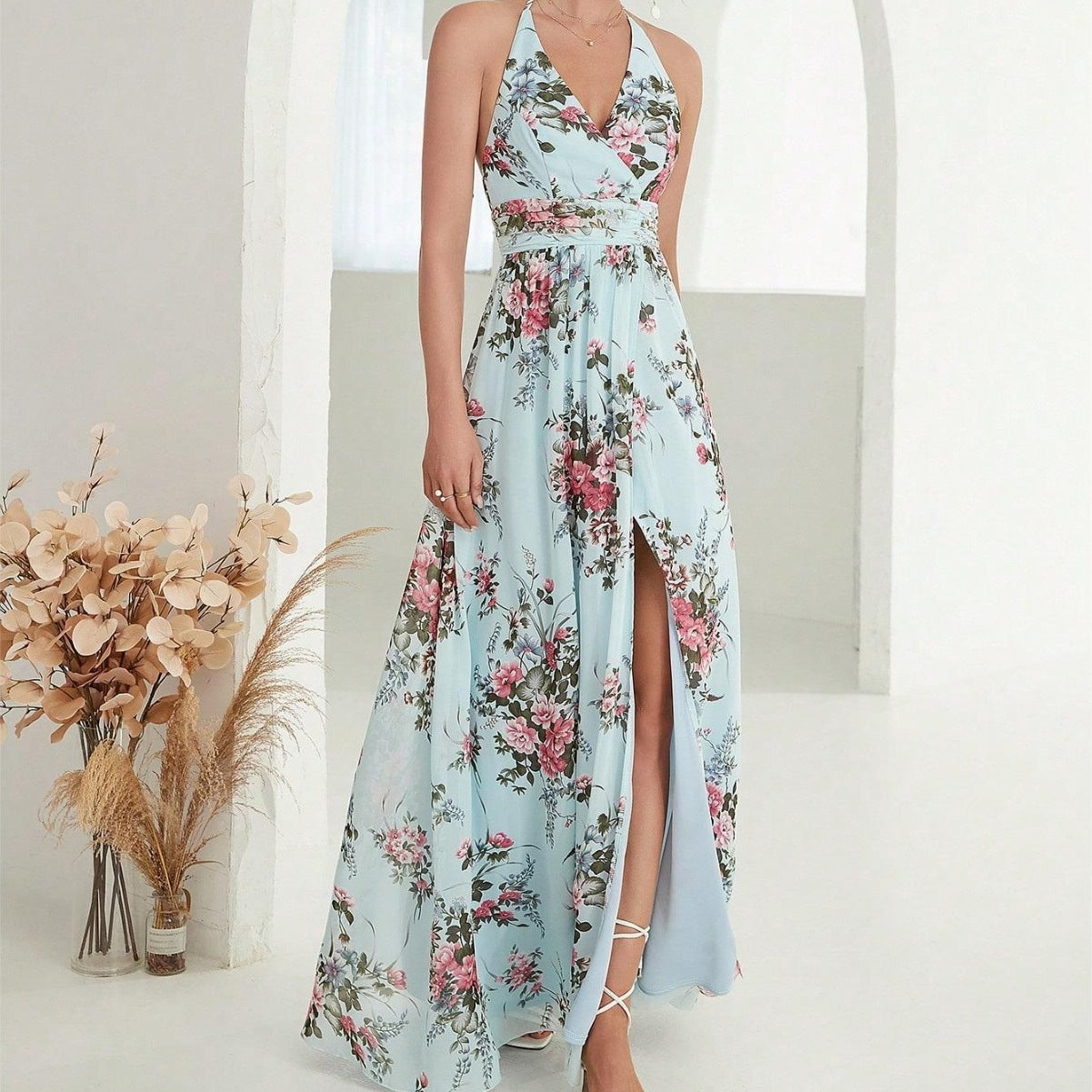 Xara® | Women'S Floral Design High Slit Maxi Dress