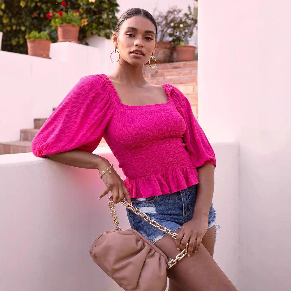 Ivette® | Women'S Blouse With Puff Sleeves And Feminine Ruffle Edge