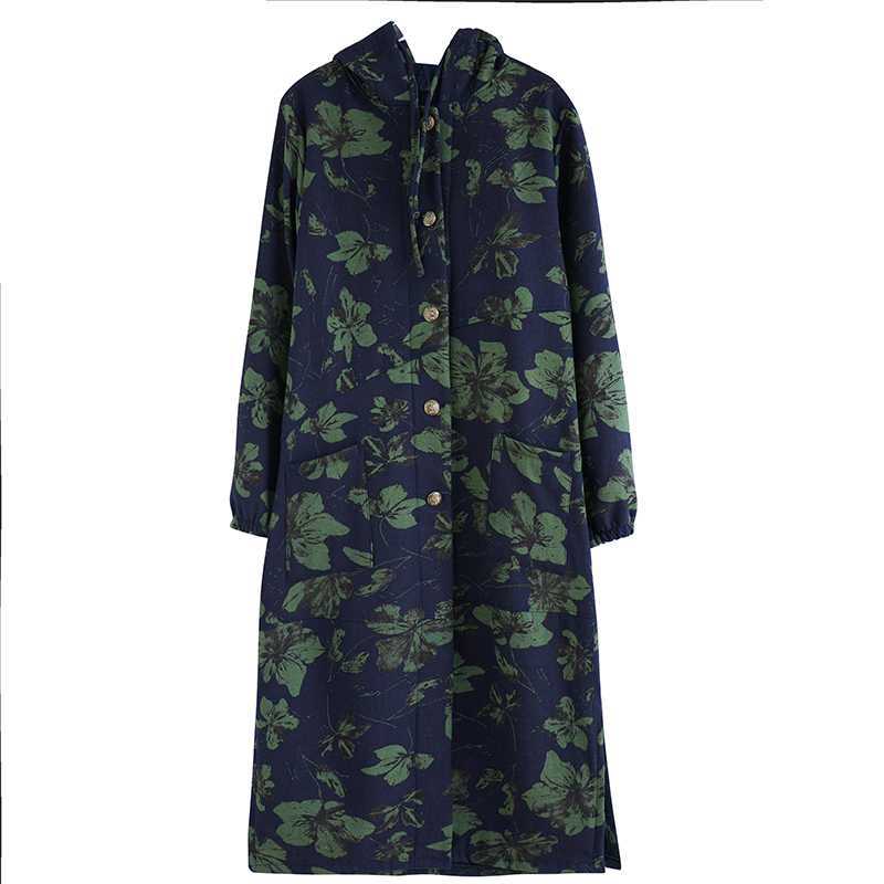 Mila | Long vintage-style cotton winter coat with hood
