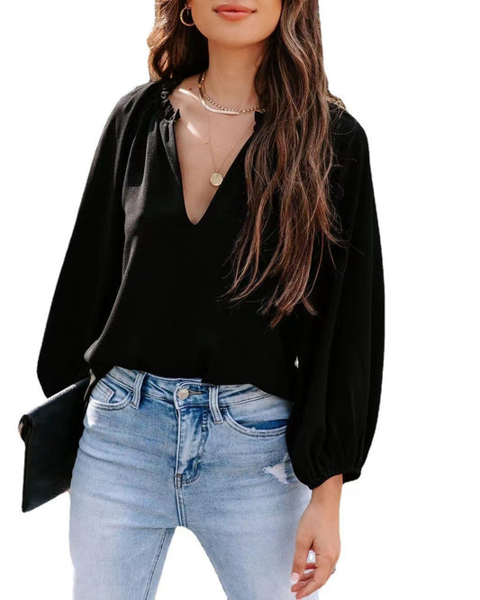 Azucena® | Women'S Blouse With Balloon Sleeves And V-Neck