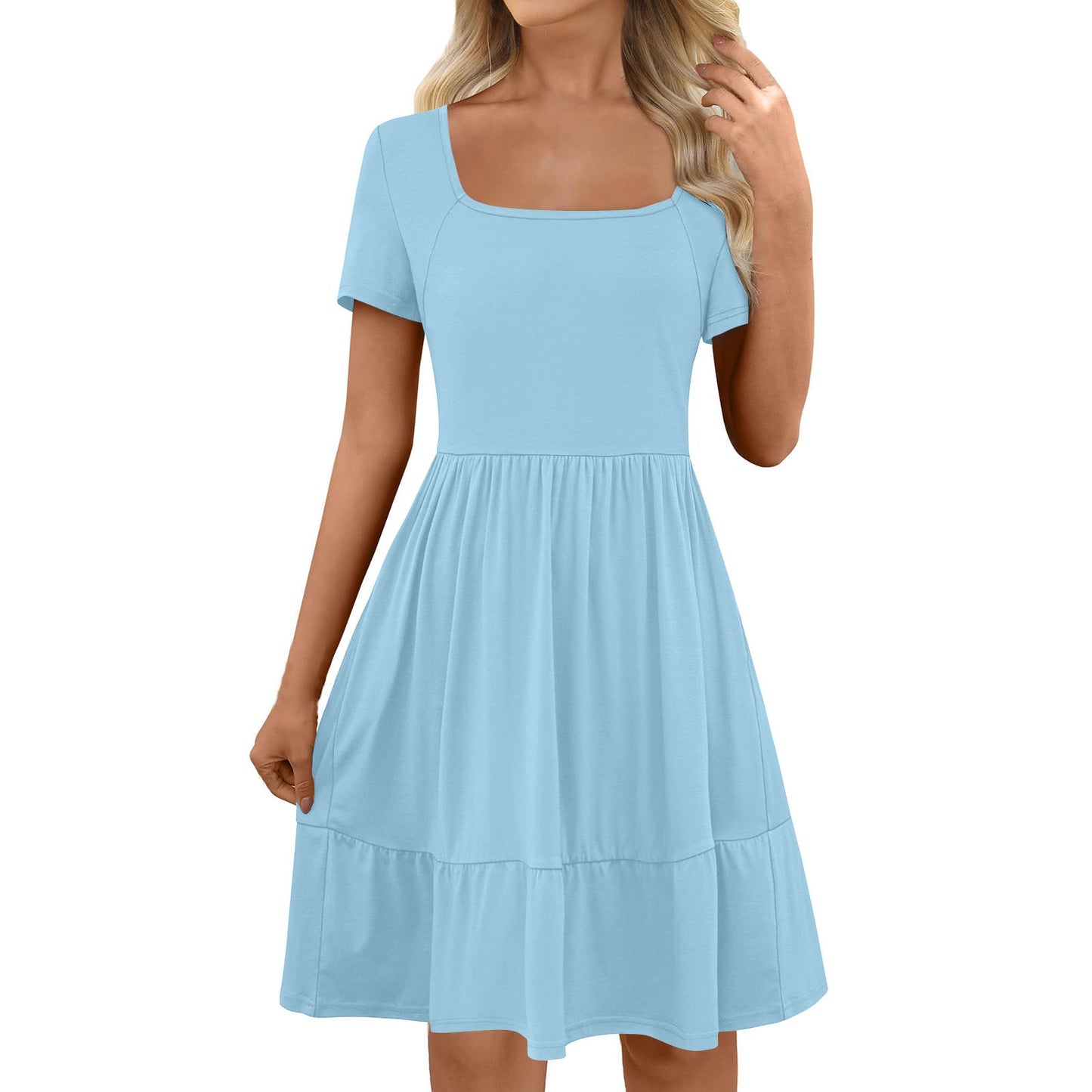 Luisa® | Women'S A-Line Casual Dress With Square Neckline And Flounce