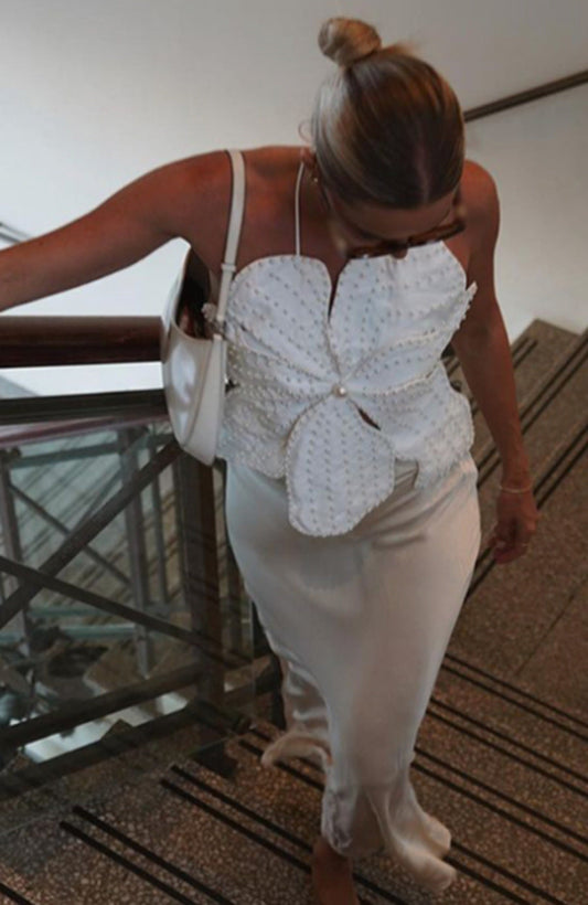 Paola® | Women'S Evening Top With Floral Detail And Pearl Embellishment