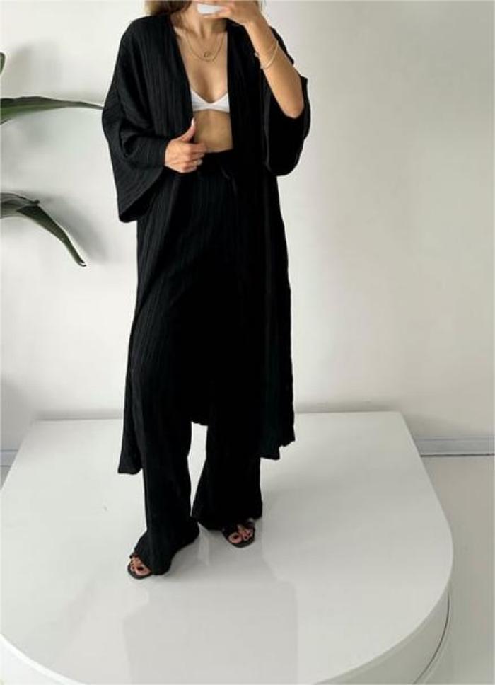Grynet | Elegant Pleated Kimono Set