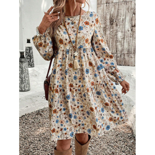 Nélida® | Women'S Floral Print Casual Dress With Ruffle Details