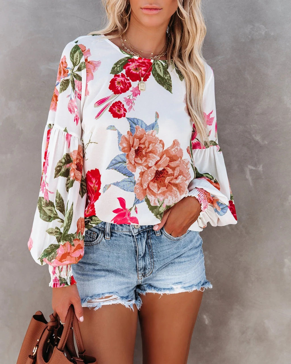 Malena® | Women'S Blouse With Voluminous Sleeves And Floral Pattern