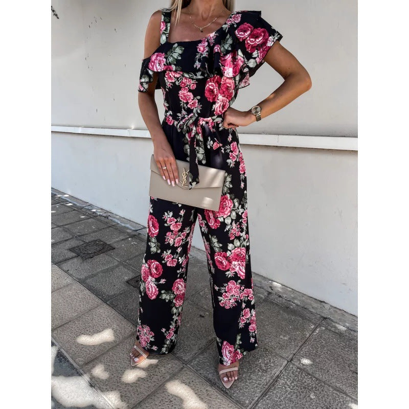 Yamel® | Women'S Floral Print Ruffle Jumpsuit