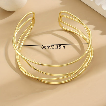 Geometric Hollow Minimalist Open Bracelet