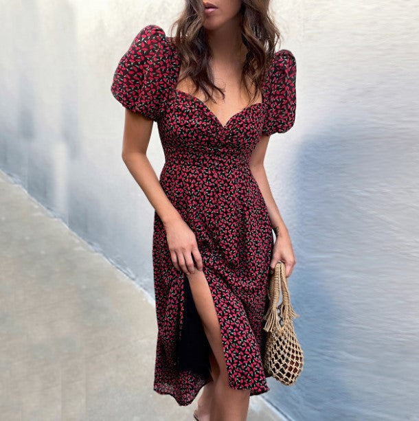 Katia® | Women'S Floral Shirt Puff Sleeve Midi Dress