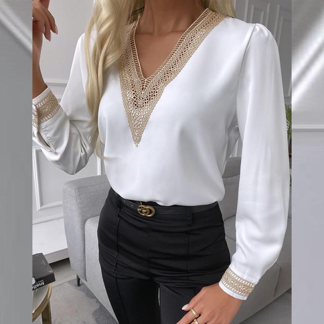 Cristina® | Women'S Blouse With Elegant Lace And V-Neck