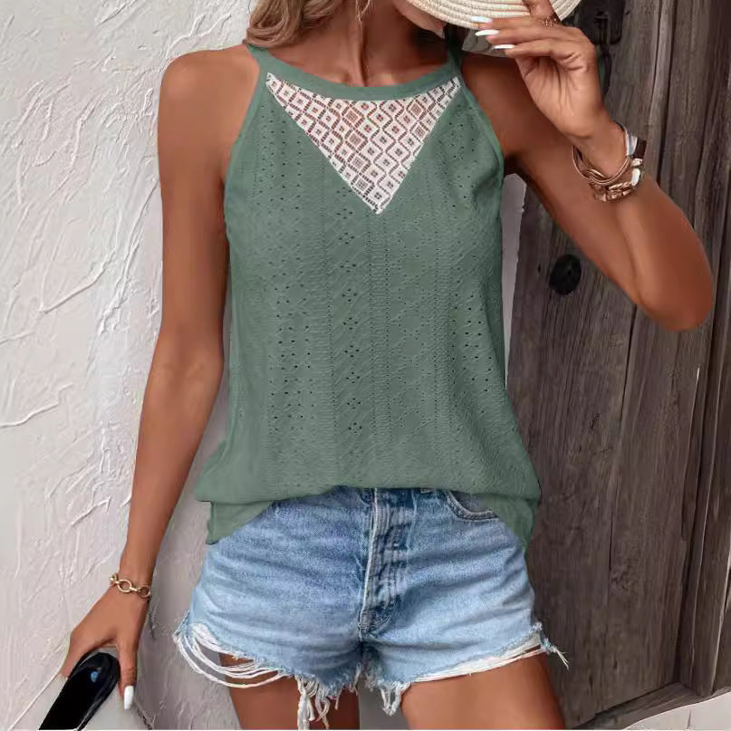 Sabrina® | Women'S Sleeveless Top With Fine Openwork Pattern And Elegant Lace Inserts