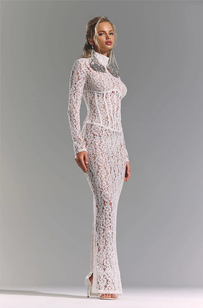Sexy Lace Cutout Sheath Reception Dress