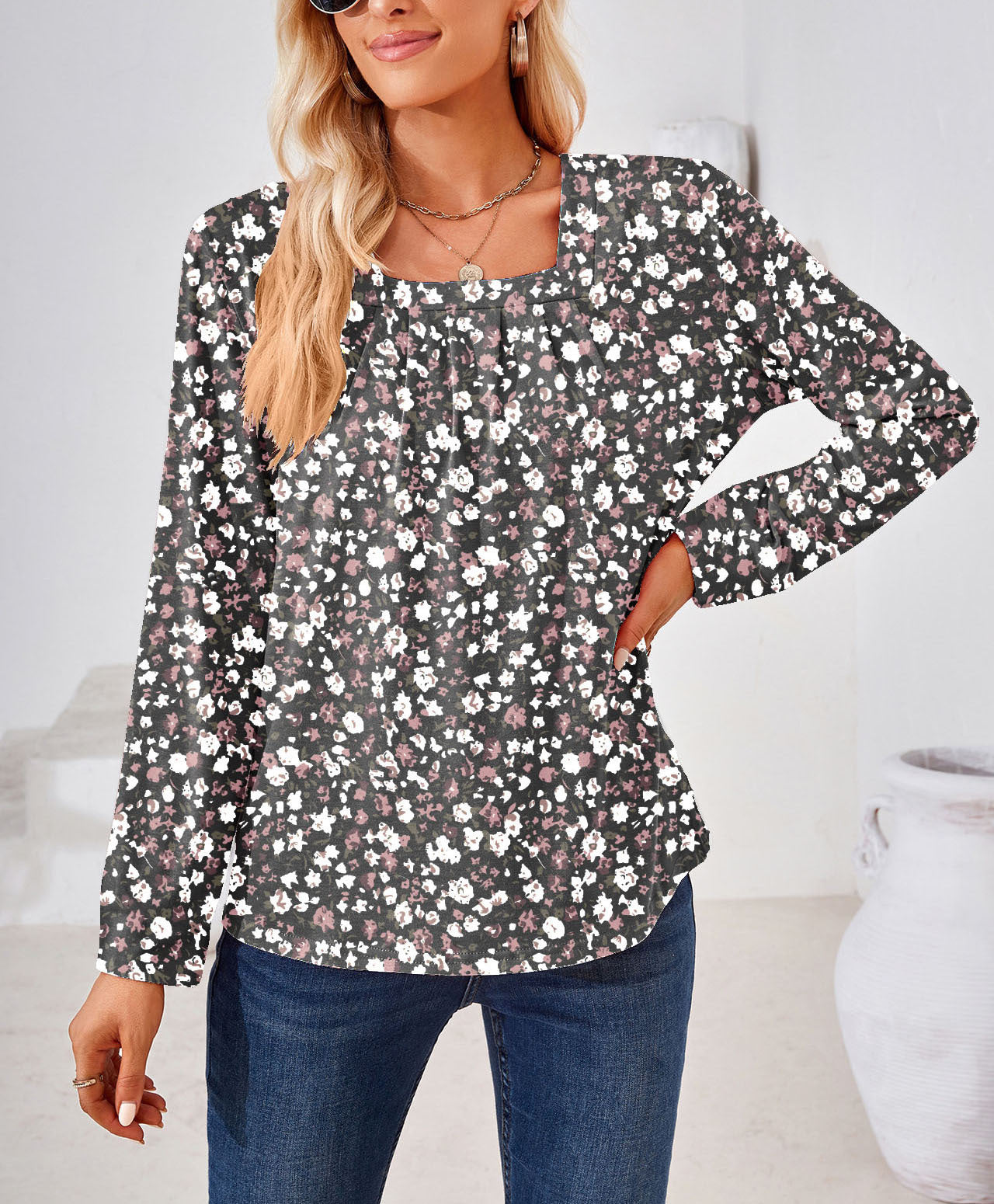 Evelyn® | Women'S Blouse With Floral Jacquard Pattern And Wide Cut