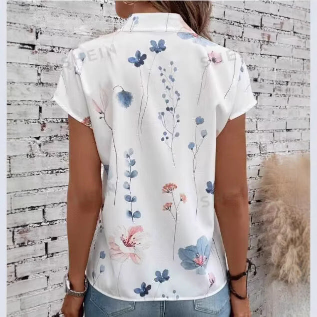 Flavia® | Women'S Blouse With Floral Accents And Button Details
