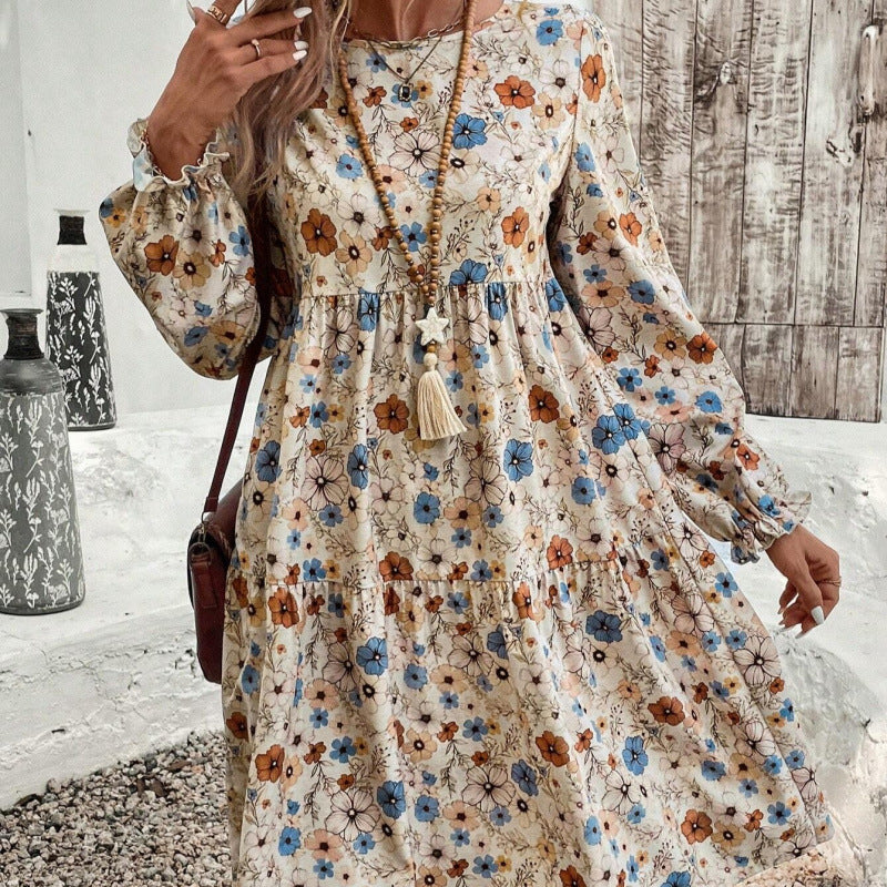 Nélida® | Women'S Floral Print Casual Dress With Ruffle Details