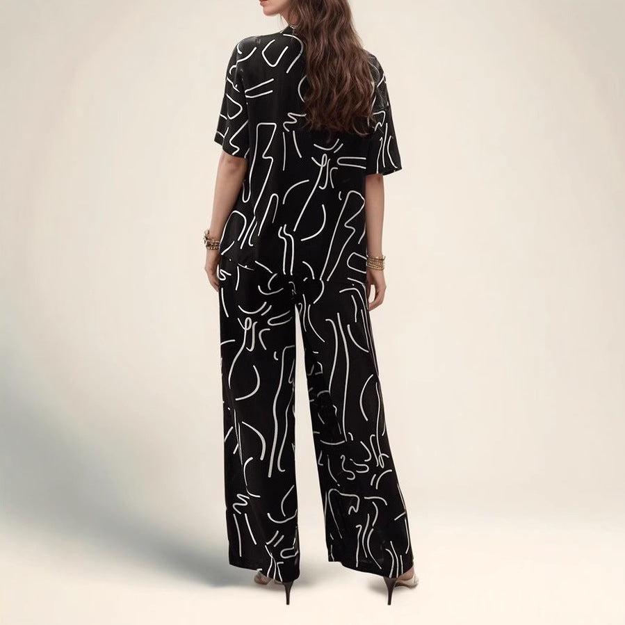 Paula® | Women'S Abstract Print Loose Fit Loungewear Set