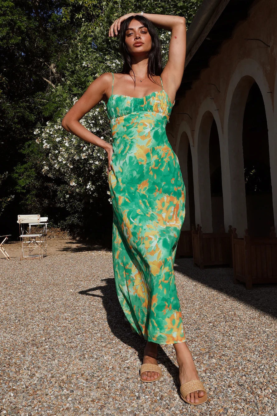 Wanda® | Women'S Floral Maxi Dress With Ruffle Hem