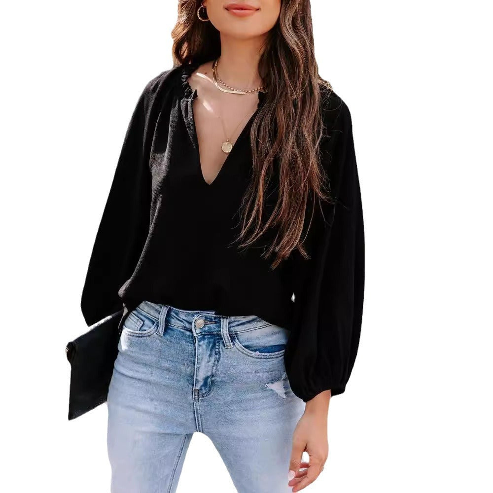 Milagros® | Women'S Blouse Shirt With V-Neck And Wide Sleeves