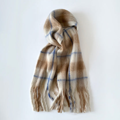 Plaid Mohair Blend Scarf