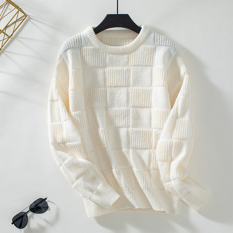 Frida | Chunky knit sweater with a checkerboard pattern