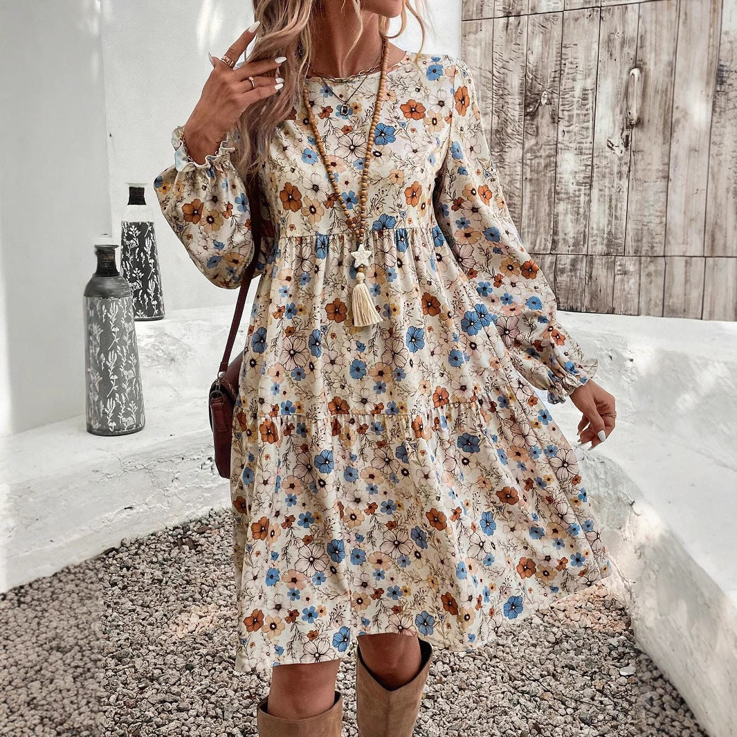 Norma® | Women'S Floral Dress With A Casual Cut And Elegant Puff Sleeves
