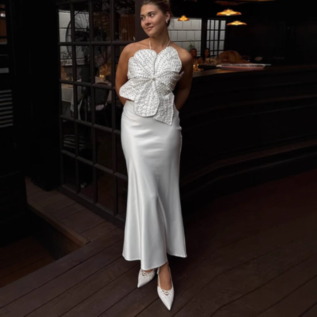 Paola® | Women'S Evening Top With Floral Detail And Pearl Embellishment