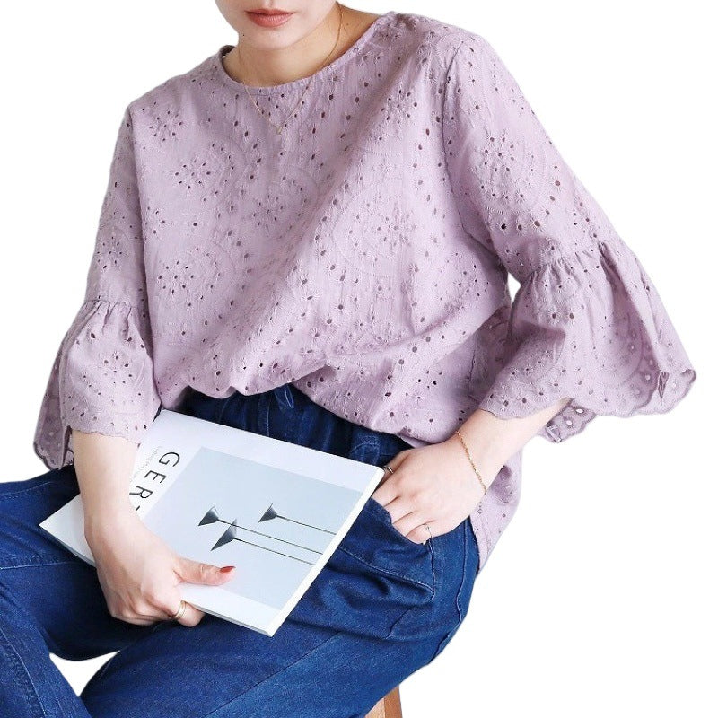 Olivia® | Women'S Eye-Hole Embroidered Blouse