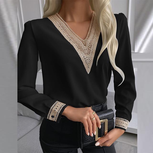 Cristina® | Women'S Blouse With Elegant Lace And V-Neck