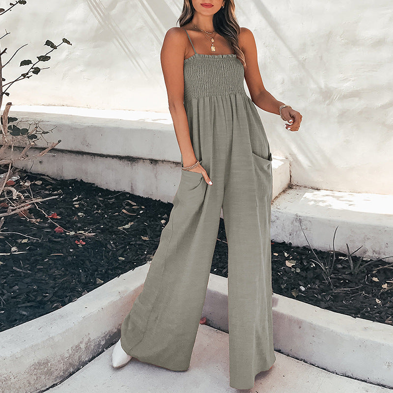 Jessica® | Casual Loose Strappy Wide Leg Jumpsuit